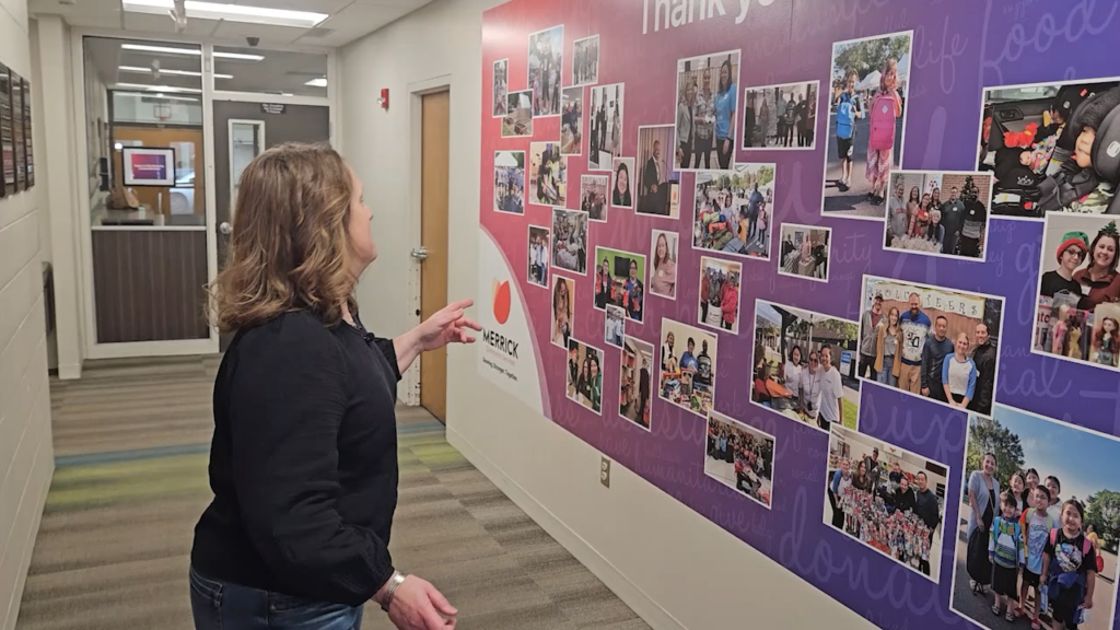 Merrick staff member sharing community photos in the UpLift 2025 video